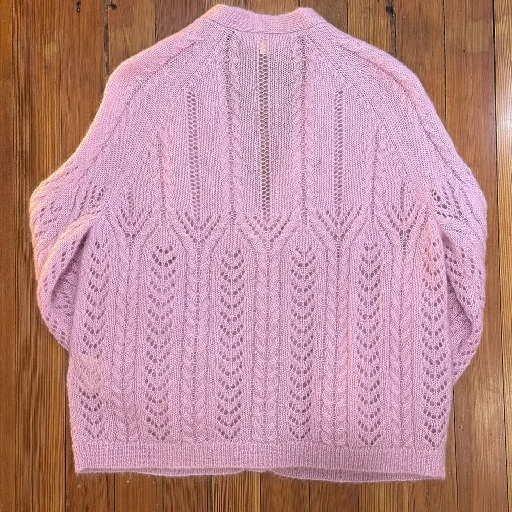 Sezane Lilac Openwork Knit Cardigan - Picture 7 of 9